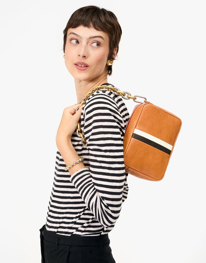 Clare V. Midi Sac - Natural w/ Black & Cream Stripe