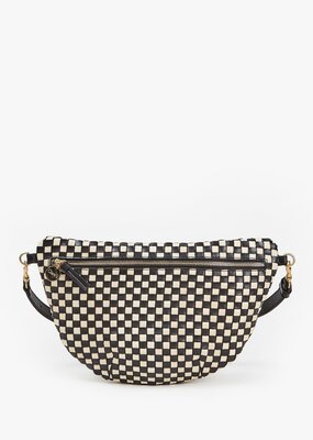 Clare V. Grande Fanny - Black & Cream Woven Checker