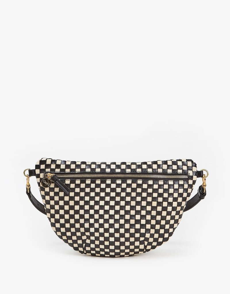 Clare V. Grande Fanny - Black & Cream Woven Checker