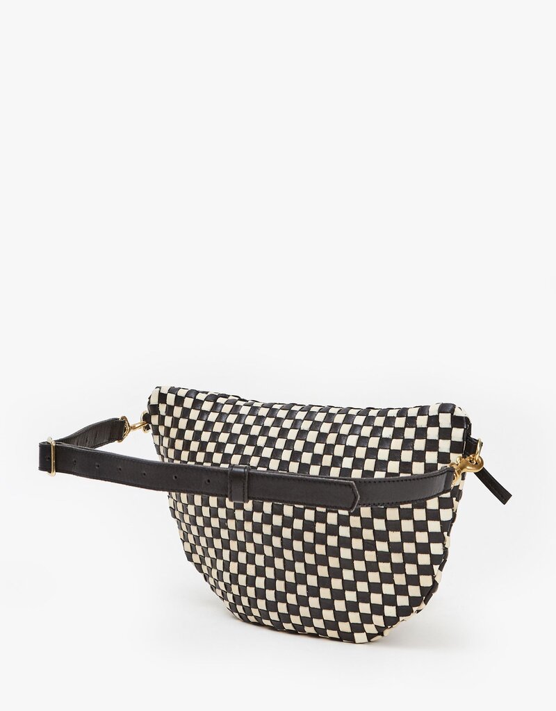 Clare V. Grande Fanny - Black & Cream Woven Checker