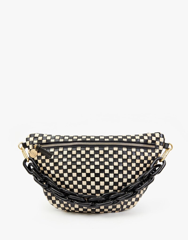 Clare V. Grande Fanny - Black & Cream Woven Checker