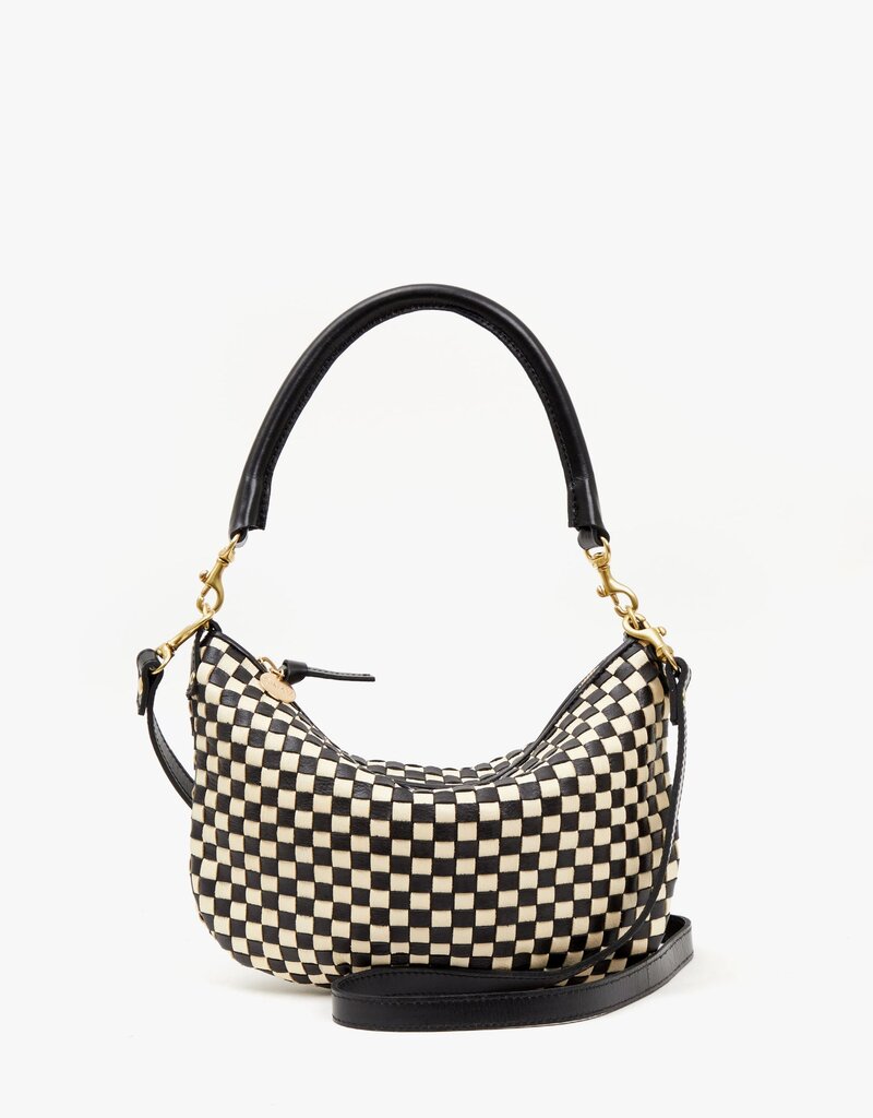 Clare V. Petit Moyen - Black & Cream Woven Checker