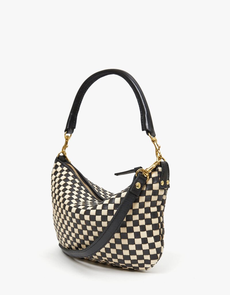Clare V. Petit Moyen - Black & Cream Woven Checker