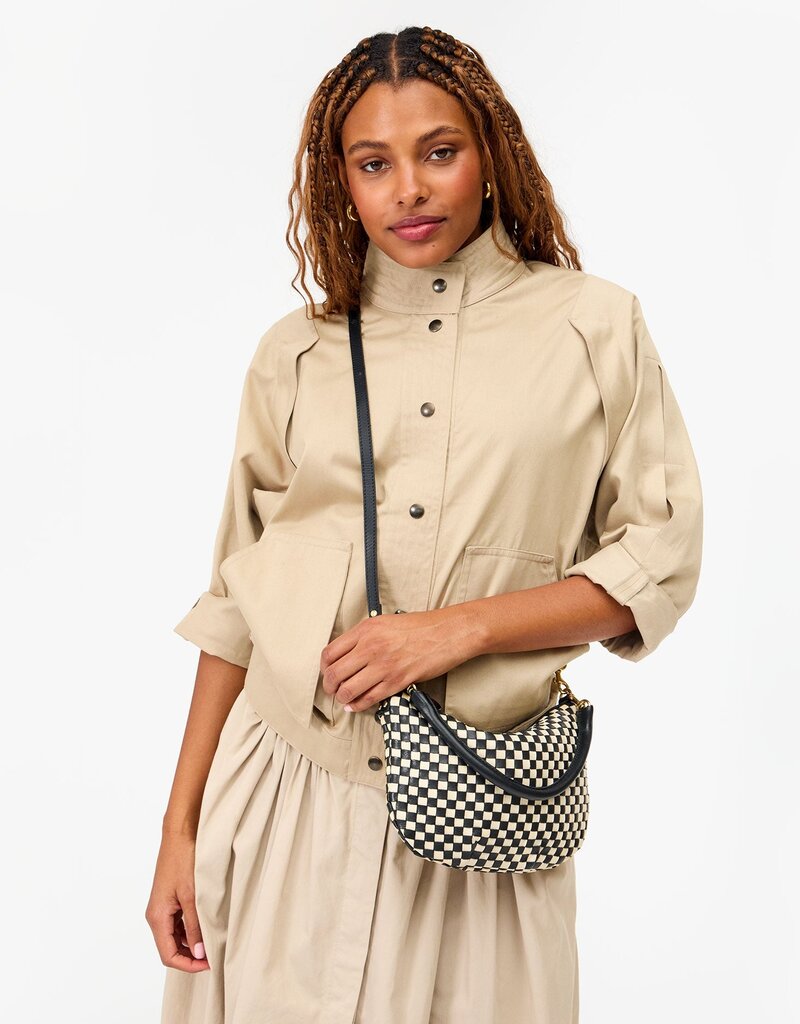 Clare V. Petit Moyen - Black & Cream Woven Checker