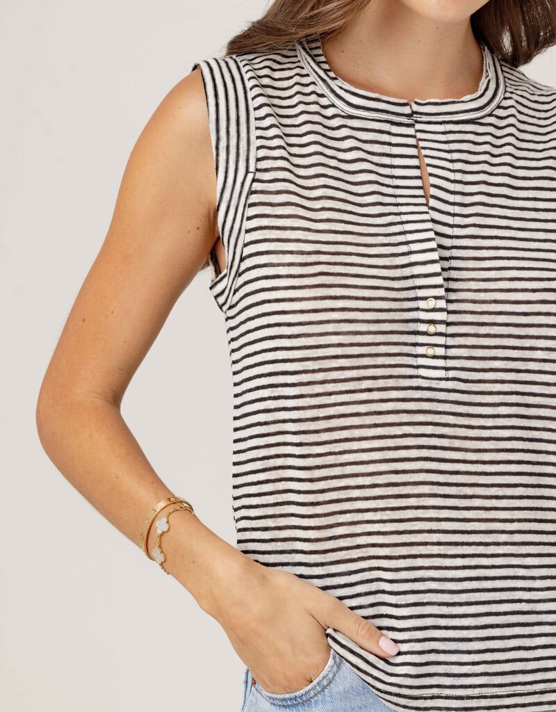 Sundays Stripe Linen Sky Tee