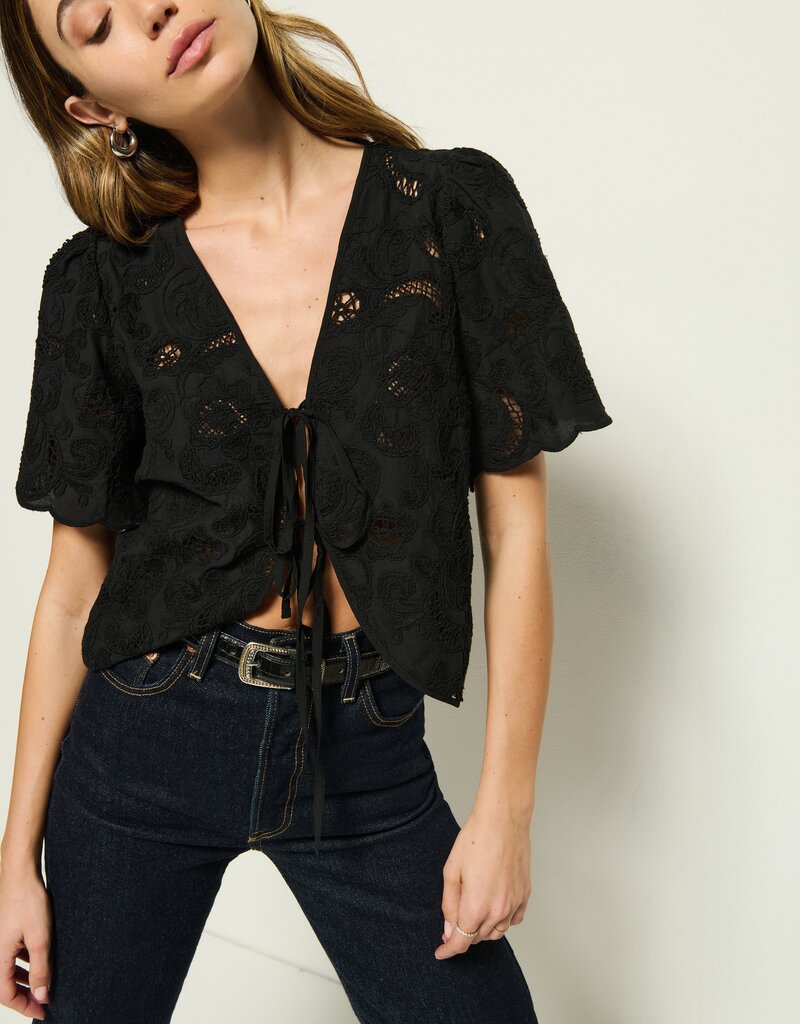 Nation Rosalyn Tie Front Top