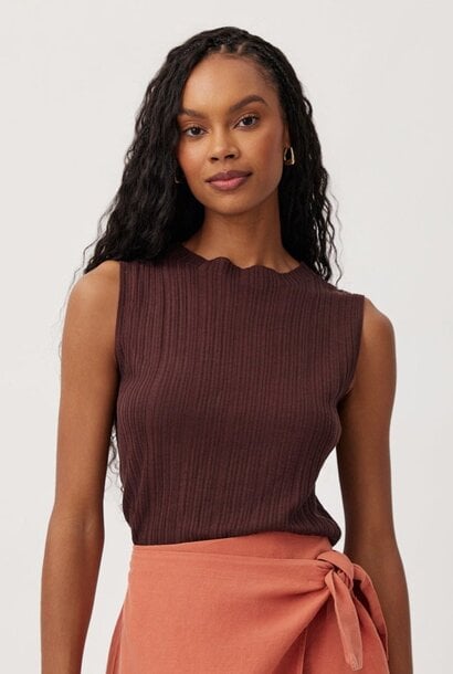 Texture Ribbed Mock Neck Top