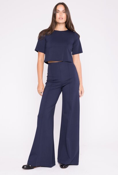Ponte Knit Wide Leg Pant