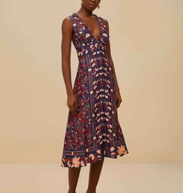 Farm Rio Boho Floral Scarf Midi Dress