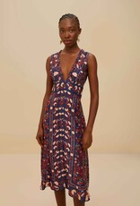 Farm Rio Boho Floral Scarf Midi Dress