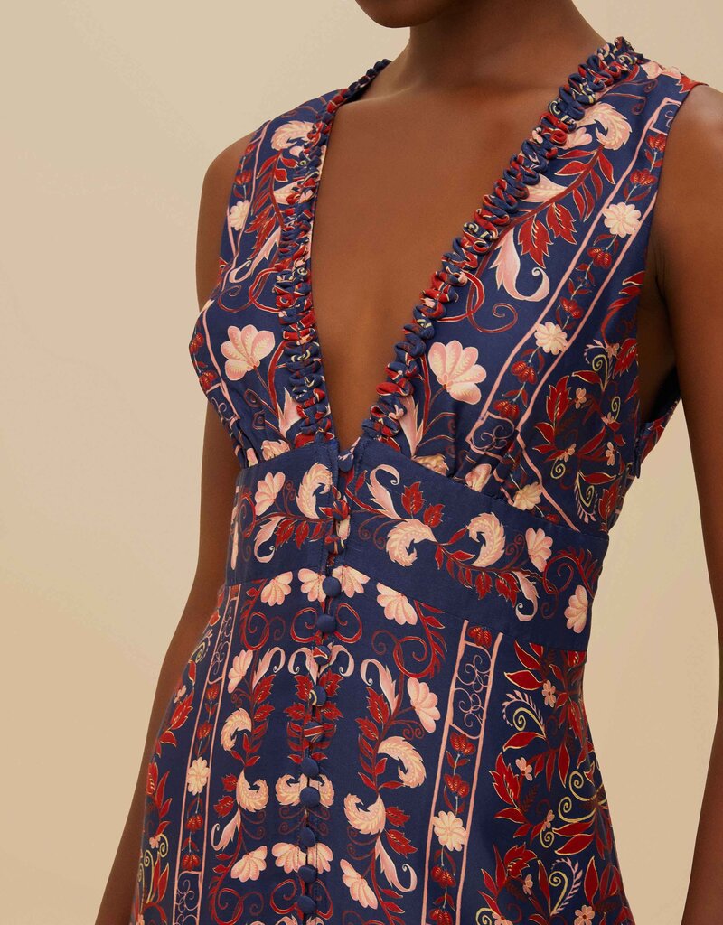 Farm Rio Boho Floral Scarf Midi Dress