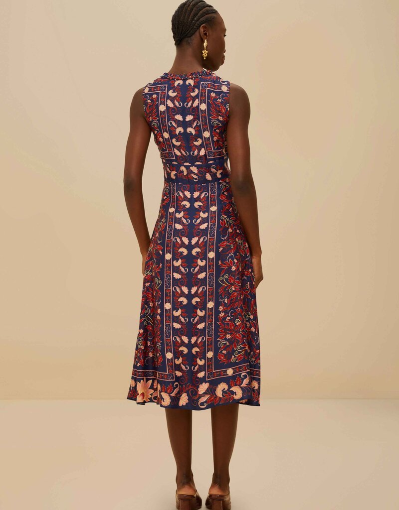 Farm Rio Boho Floral Scarf Midi Dress