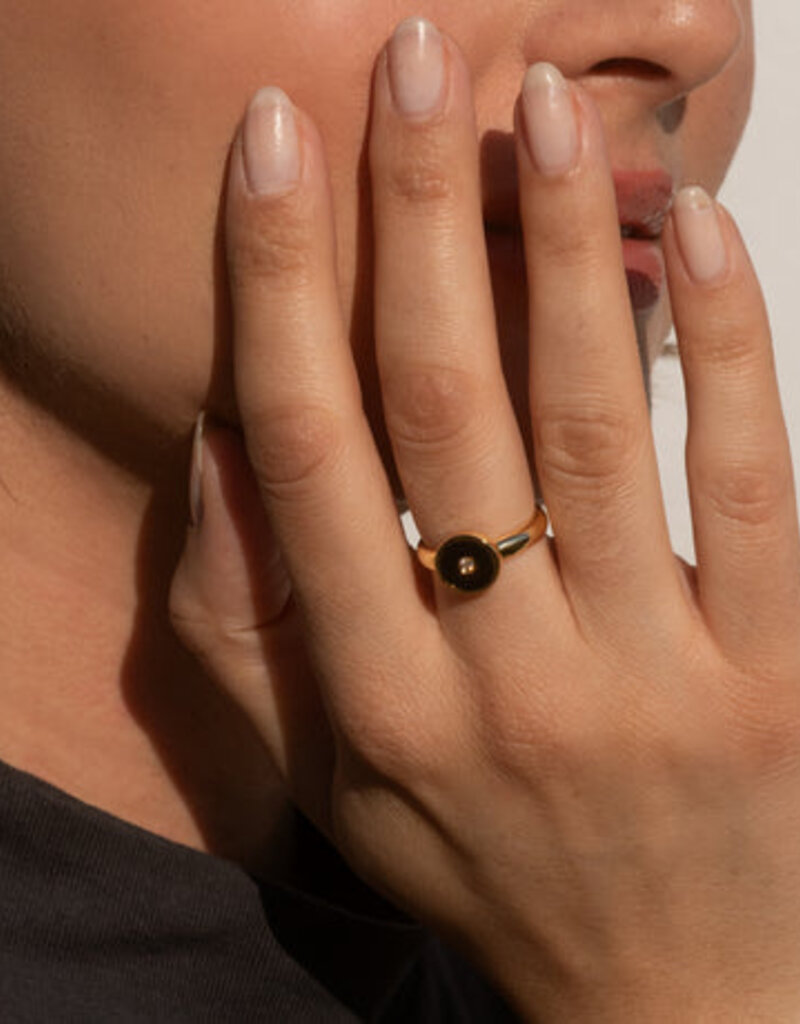Thatch Balia Black Enamel Ring