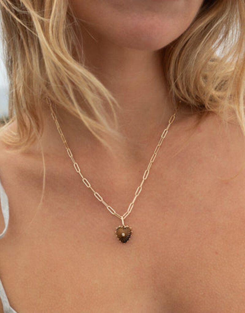 Thatch Isabel Tigers' Eye Heart Necklace