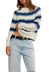 Free People Frankie Cable Striped Pullover