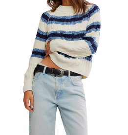 Free People Frankie Cable Striped Pullover