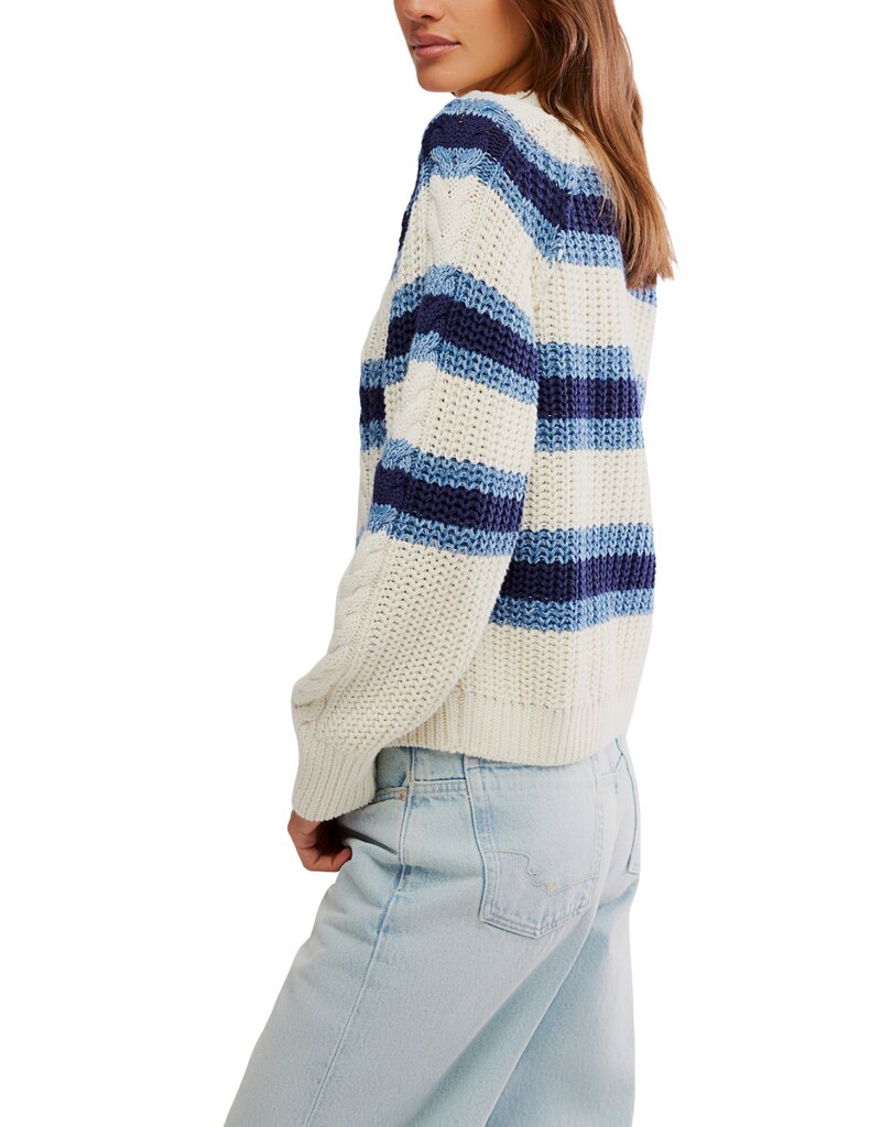 Free People Frankie Cable Striped Pullover