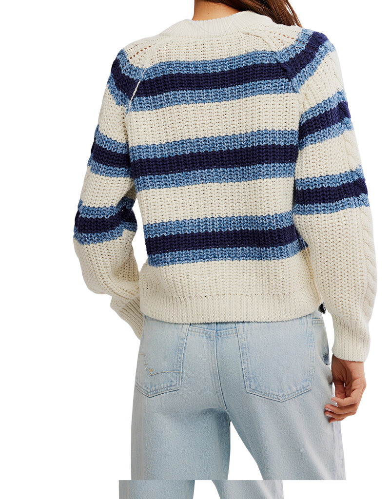 Free People Frankie Cable Striped Pullover