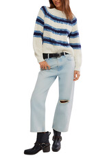 Free People Frankie Cable Striped Pullover