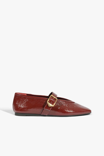 Courtney Buckle Patent Flat
