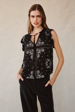 Bella Dahl Ruffle Sleeve Tie Neck Top