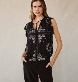 Bella Dahl Ruffle Sleeve Tie Neck Top