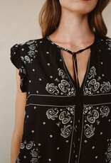 Bella Dahl Ruffle Sleeve Tie Neck Top