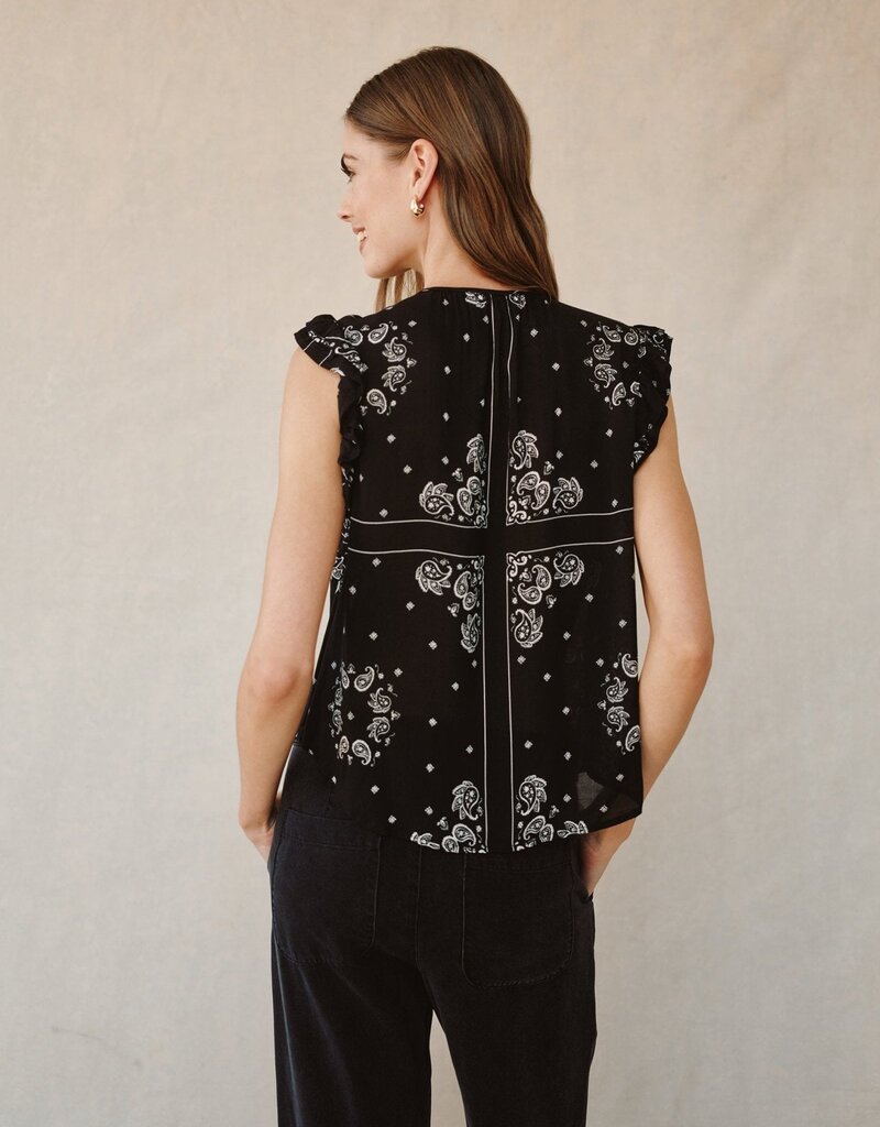 Bella Dahl Ruffle Sleeve Tie Neck Top