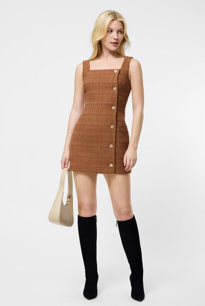 Structured Tweed Square Neck Mini Dress