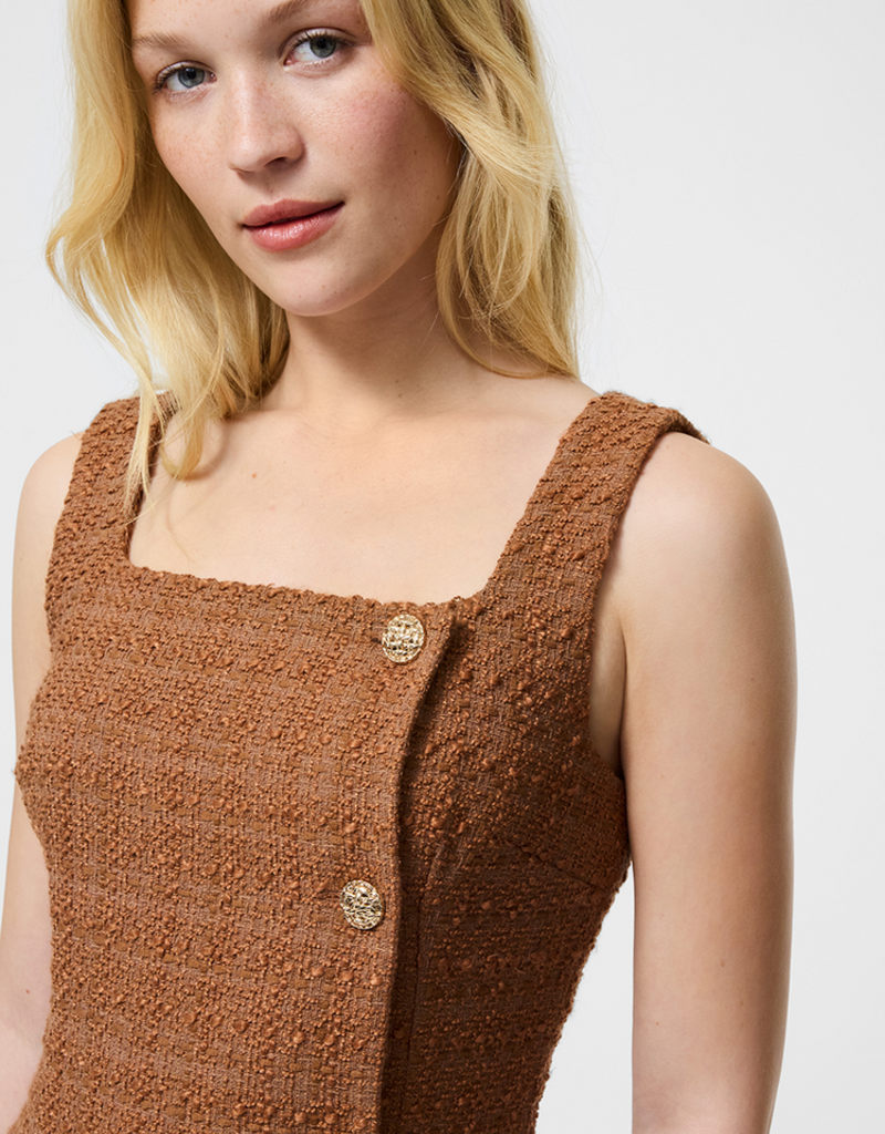 French Connection Structured Tweed Square Neck Mini Dress