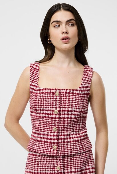Brushed Houndstooth Sleeveless Top