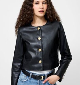 French Connection Dessa Vegan Leather Cropped Jacket