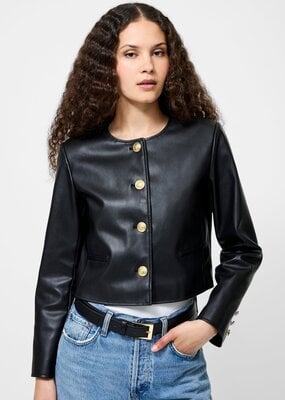 French Connection Dessa Vegan Leather Cropped Jacket