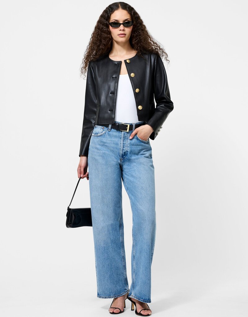 French Connection Dessa Vegan Leather Cropped Jacket