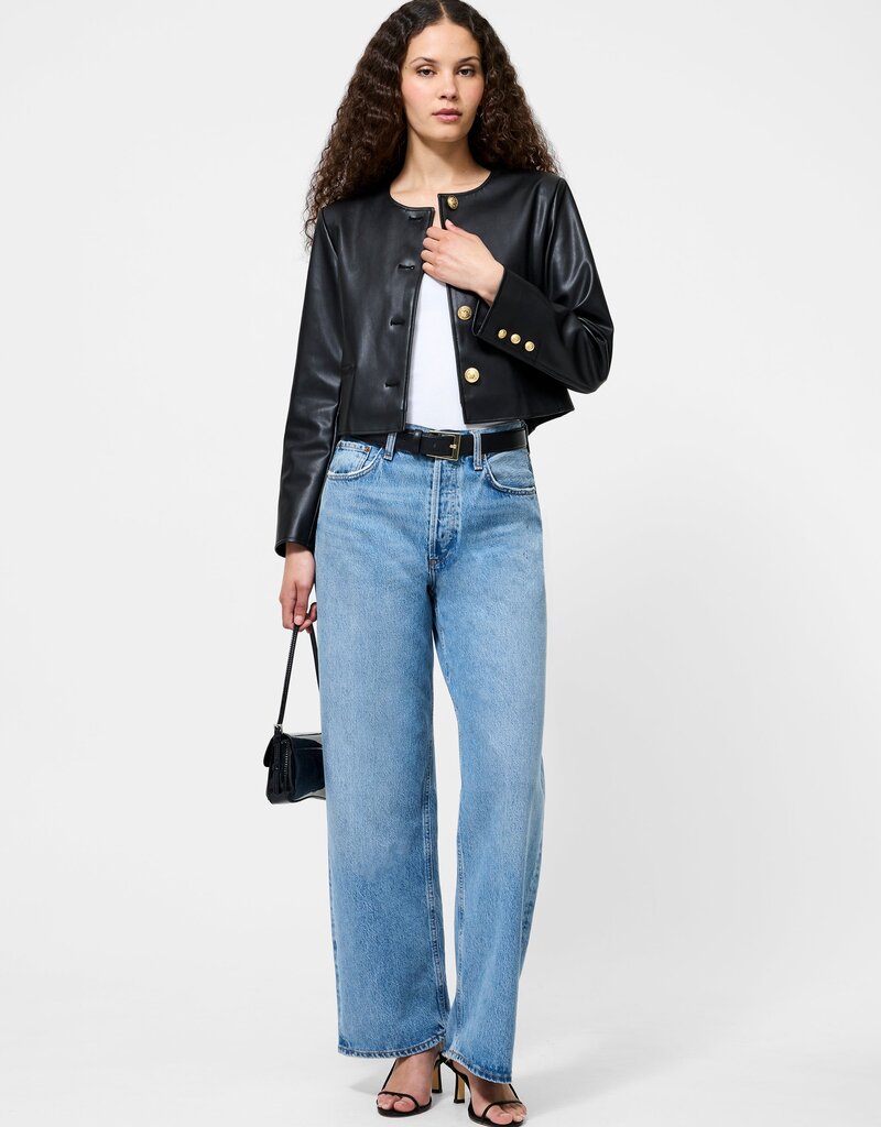 French Connection Dessa Vegan Leather Cropped Jacket