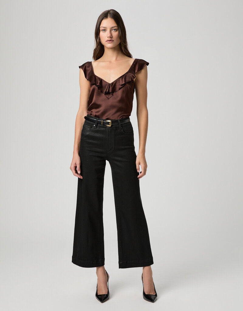 Paige Anessa Wide Leg - Black Fog Luxe Coating