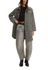 Free People Get Around Houndstooth Shirt Jacket