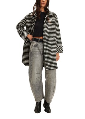 Free People Get Around Houndstooth Shirt Jacket