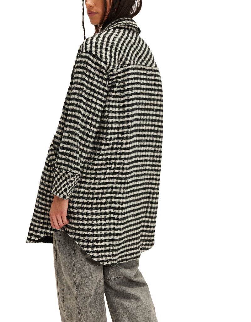 Free People Get Around Houndstooth Shirt Jacket