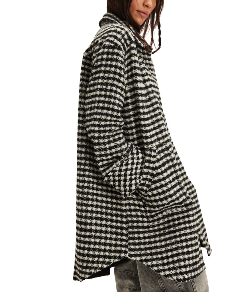 Free People Get Around Houndstooth Shirt Jacket