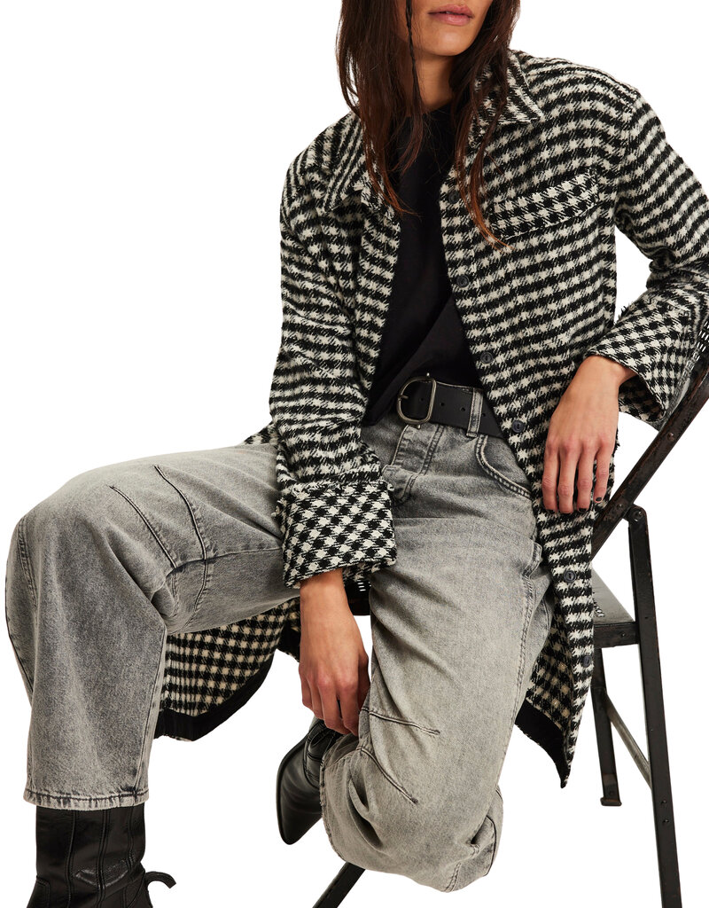 Free People Get Around Houndstooth Shirt Jacket