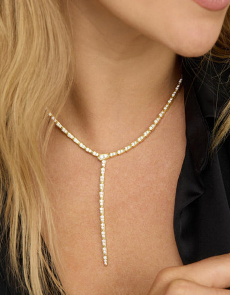 Melinda Maria Pave Serpent Lariat Necklace 16"