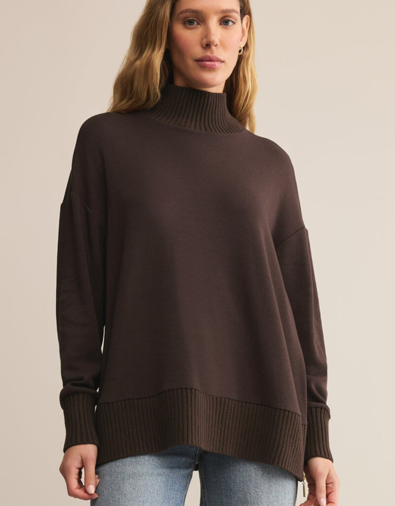 Z Supply Sable Luxe Mock Neck Top