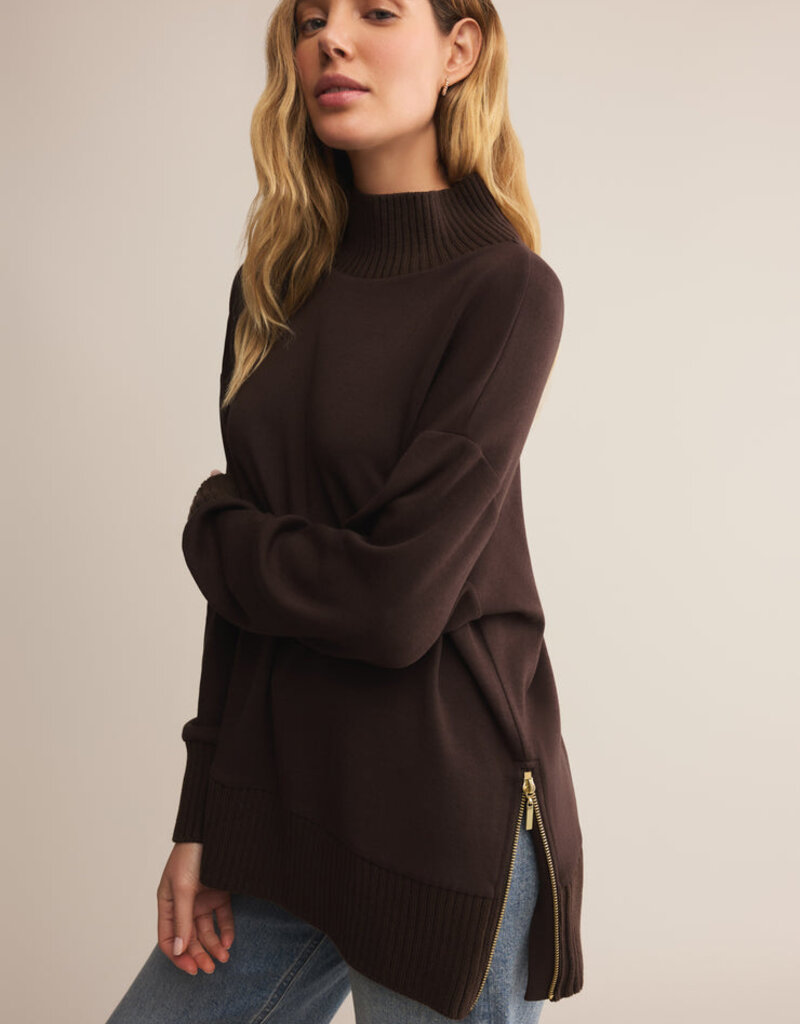 Z Supply Sable Luxe Mock Neck Top