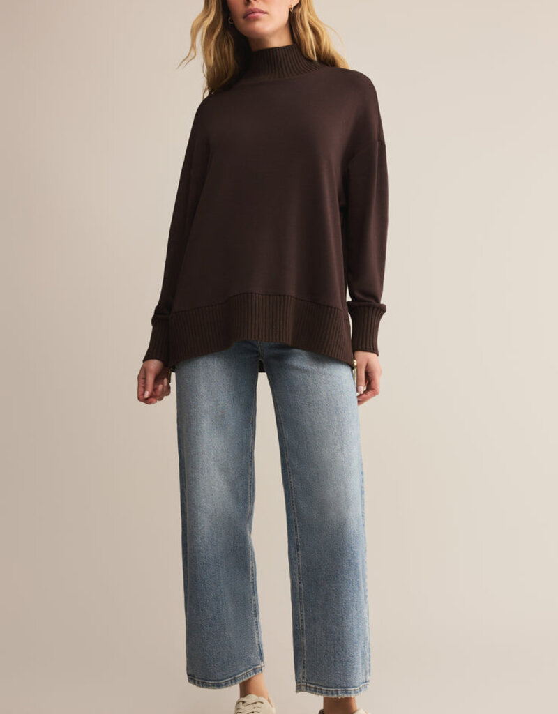 Z Supply Sable Luxe Mock Neck Top