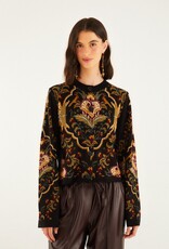 Farm Rio Black Majestic Hearts Knit Cardigan