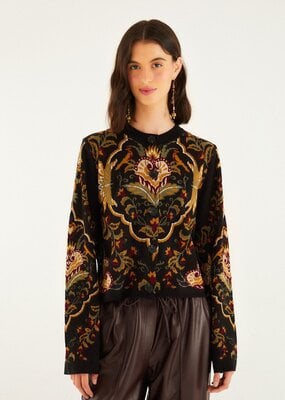 Farm Rio Black Majestic Hearts Knit Cardigan