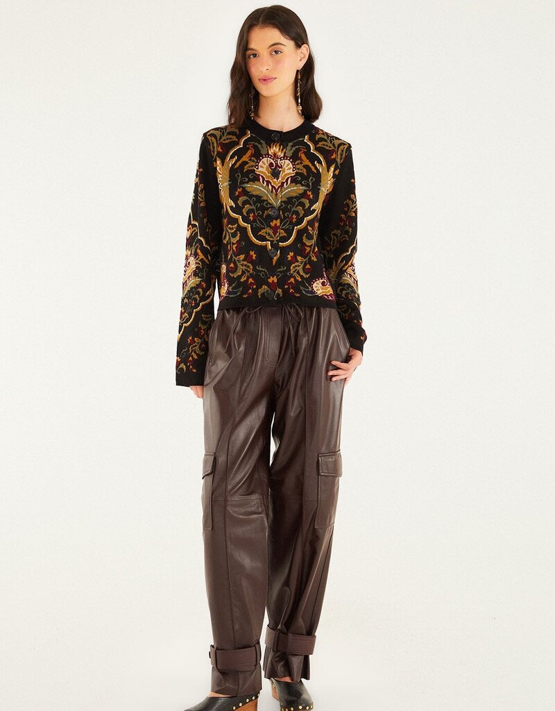 Farm Rio Black Majestic Hearts Knit Cardigan