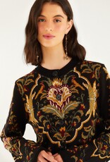 Farm Rio Black Majestic Hearts Knit Cardigan
