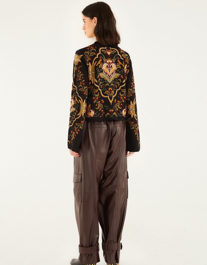 Farm Rio Black Majestic Hearts Knit Cardigan